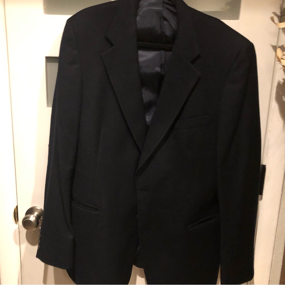 DAKS London British Luxury Brand Wool Suit Sports Jacket Navy Blue Classic EUC